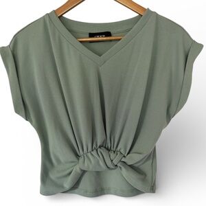 Cider Sage Green Twist Front Top – Size S